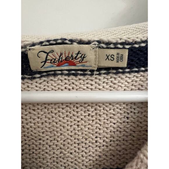 Faherty Kent Sweater Hoodie Stripes XS tassel Nautical Beachy Academia preppy - Picture 6 of 14